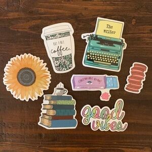 Stickers Laptop Water Bottle Set of 7 VSCO Books Reading